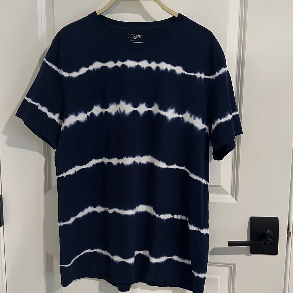 NWOT- J.Crew Navy Blue and White Tie-Dye T-Shirt